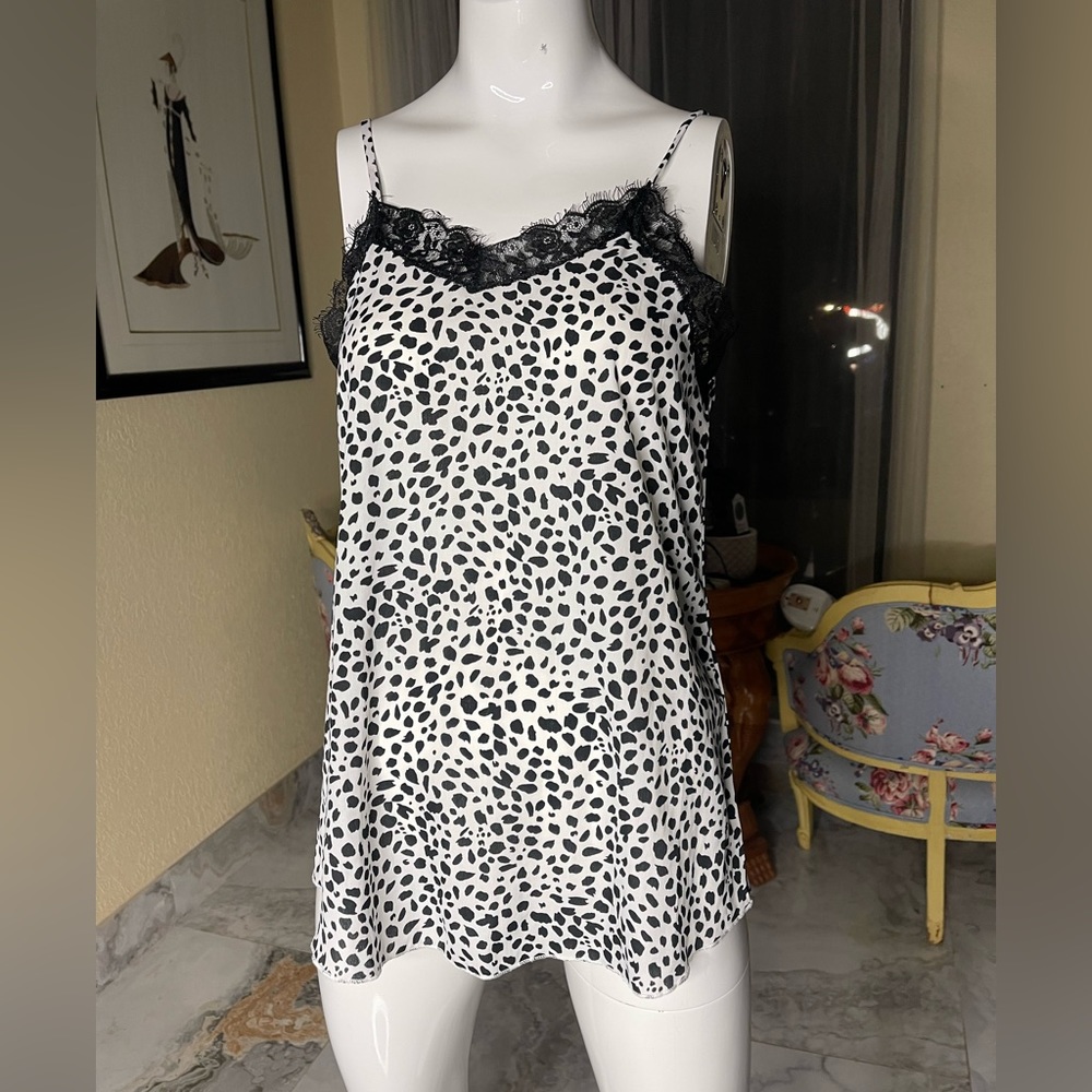 Now & Forever small black white cheetah cami camisole
